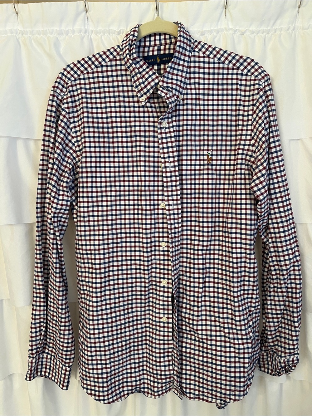 Ralph Lauren Red, Blue & White Check Button-Down Shirt XL